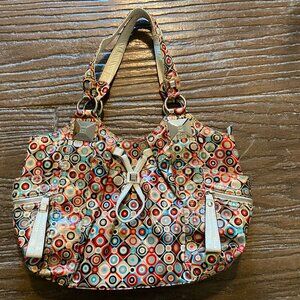 Rare Vintage Kathy Van Zeeland Vinyl Weekender tote/purse/ handbag Multi-Colored